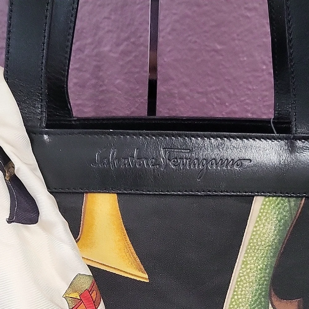 Salvatore Ferragamo Black Tote with Matching Scarf - Picture 2 of 15